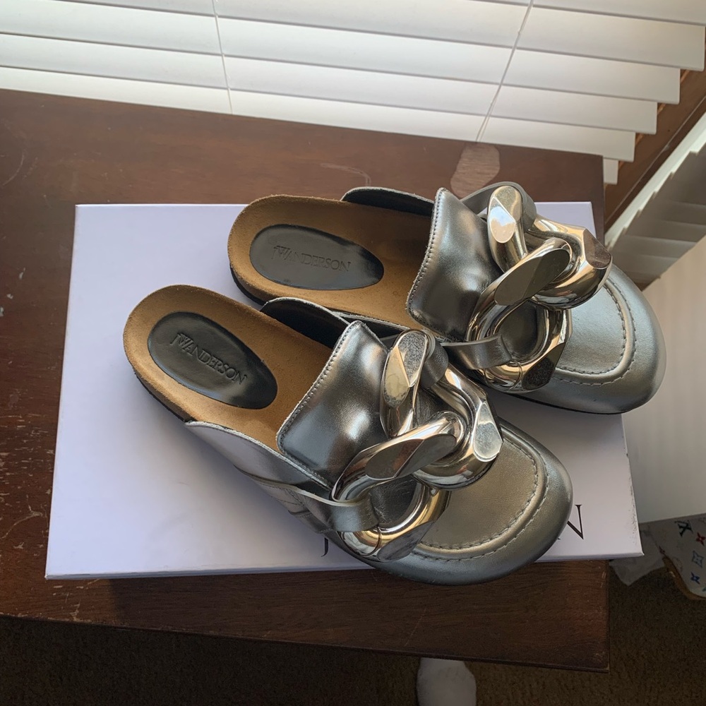 Chain Loafer worn once. Minimal wear on shoes around the front edge.